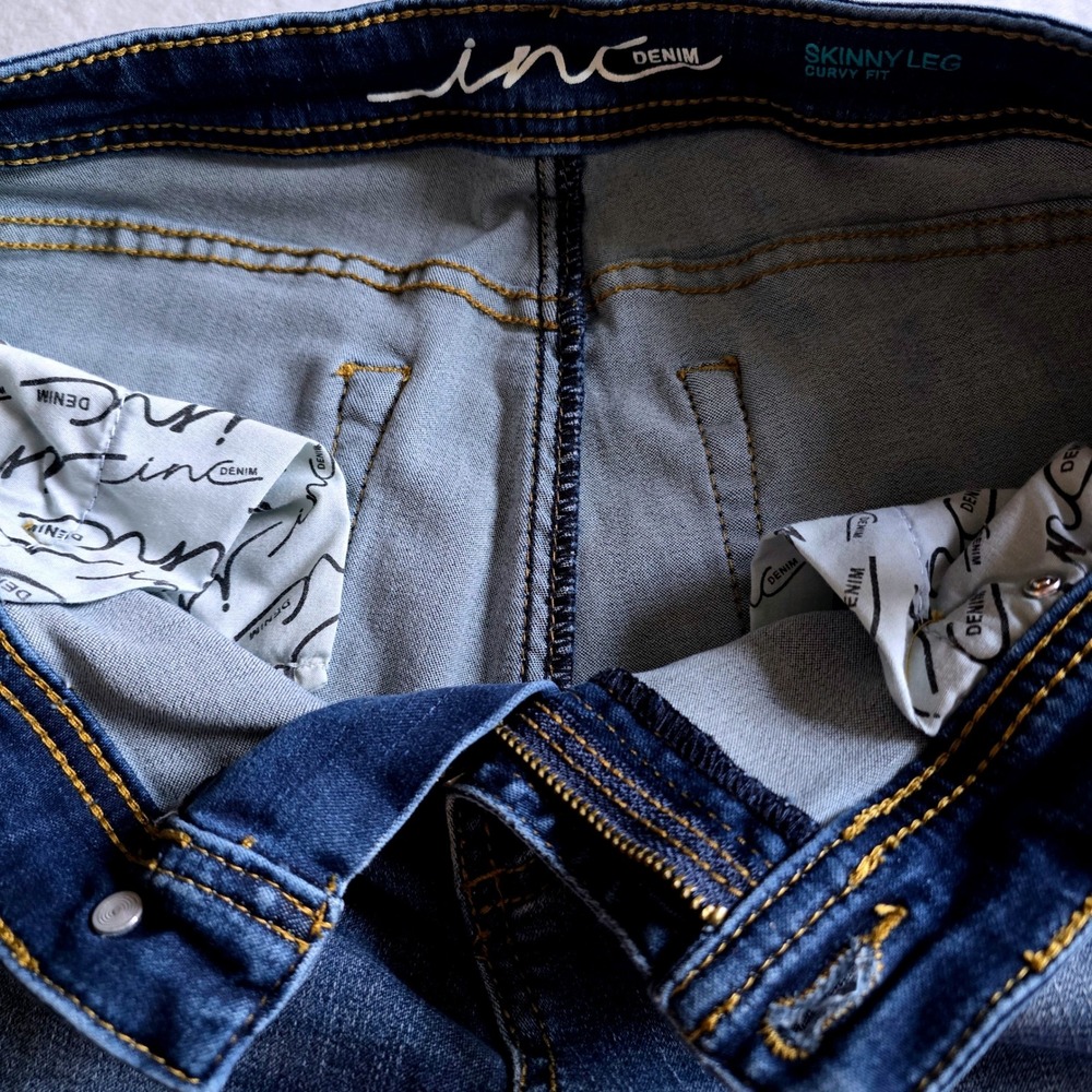 INC International Concepts Curvy Fit Skinny Leg Floral Embroidered Jeans 10 - Picture 13 of 14